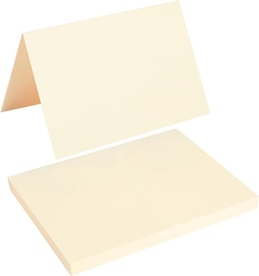 50 Pack Blank Cards Folded Cardstock Thank You Blank Greeting Cards for Invitations, Wedding, Greeting Cards, All Occasion DIY, 4x6 Folded Cards Cream