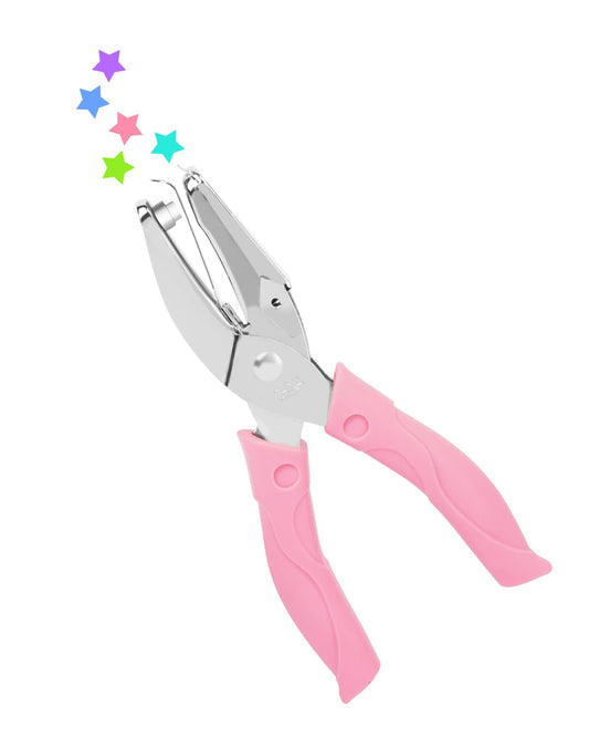 UCEC Star Shape Single Paper Hole Punch, Star-Shape Handheld Hole Paper Puncher, 1 Pack 1/4" Metal Single Mini Hole Papers Punch with Soft-Handled for DIY Craft Tags Clothing Ticket
