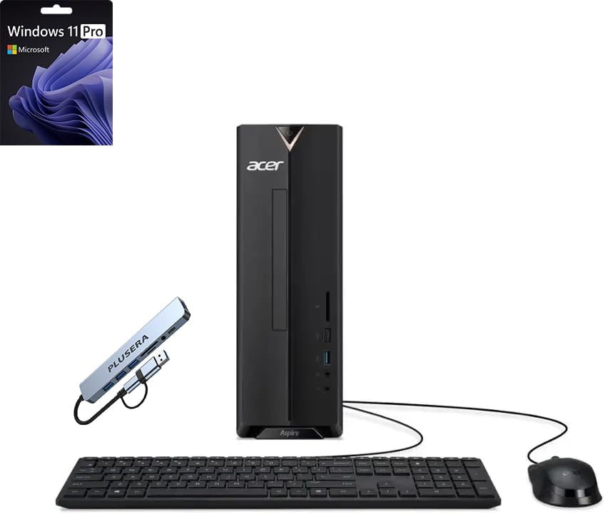 acer Aspire Desktop | 16GB RAM | 1TB Storage (512GB SSD+512GB Docking Station Set | Windows 11 Pro with Microsoft Office Trial | Dual-Core Intel Celeron | Keyboard & Mouse | Wi-Fi | Black