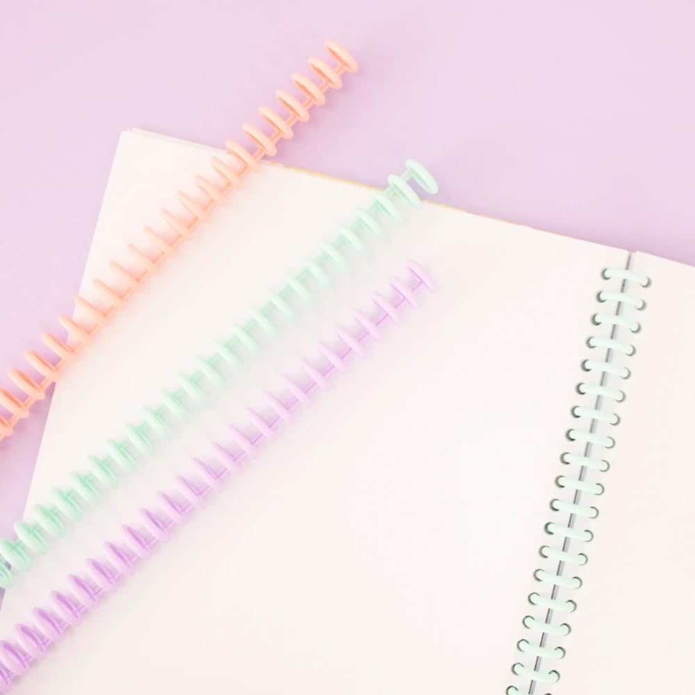 Craftelier - 30 Holes Binding Machine for Planners - A4, A5, A6, A7 and US Letter Size Formats - Includes 6 Spines of Pastel Tones - 5 Sheet Capacity Punch for Notebooks Making and Scrapbooking