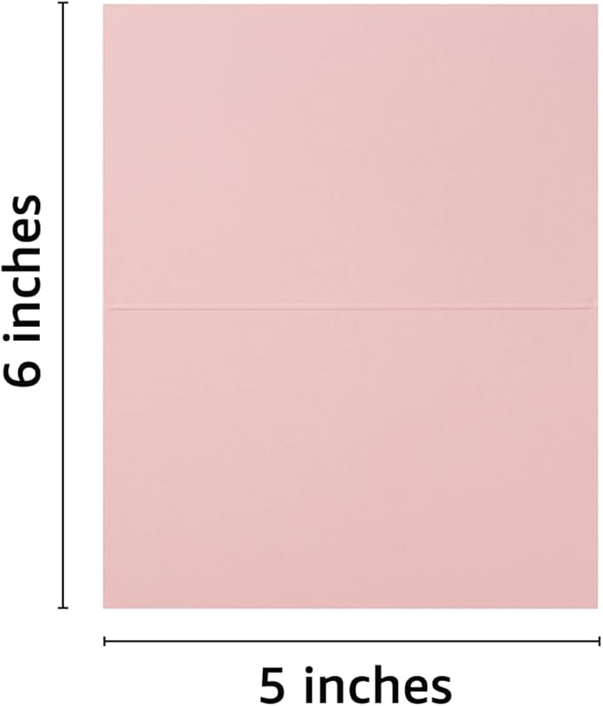 50 Pack Blank Cards Folded Cardstock Thank You Blank Greeting Cards for Invitations, Wedding, Greeting Cards, All Occasion DIY (Pink, 3x5)