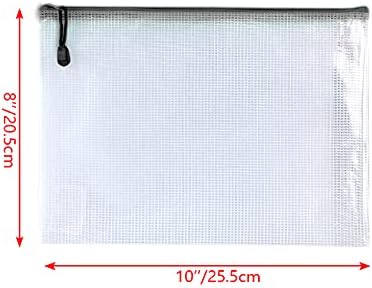 Oaimyy-8 * 10 inchs-18 Pcs-Plastic Mesh Zipper Pouch Document Folders Bag Zip File Bags for Office Supplies,Home,Travel Storages,Puzzle Board Games Storage-Black