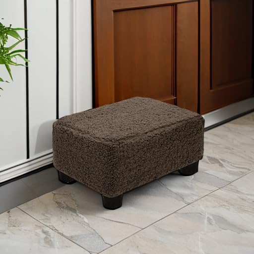 CAROLMADE Small Foot Stool Ottoman Footstool with Legs Under Desk Footrest for Living Room Bedroom and Office, Soft Brown