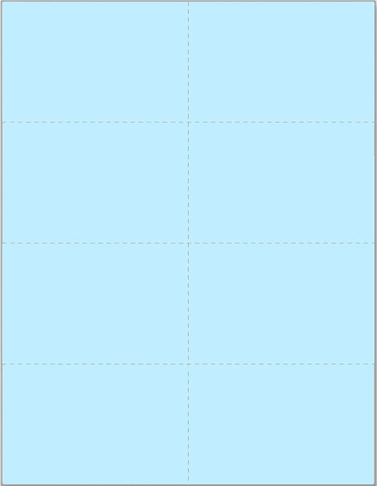 Limited Papers (TM) 8.5x11 Perforated Paper, 20/50 Pound, 75 GSM, Variety of Perforation Sizes and Colors, for Forms, Tickets, Postcards, Business Cards. (Blue, 8 up)