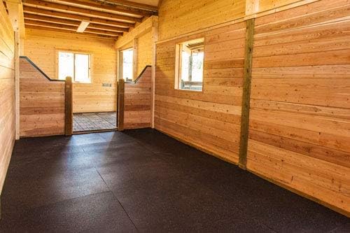 American Floor Tiles - Heavy Duty Stall Tiles - Stable/Horse Tiles - Thick, Durable Rubber Flooring Solid Black 14' x 14' Set 1/2" Thick (49 Tiles Total)