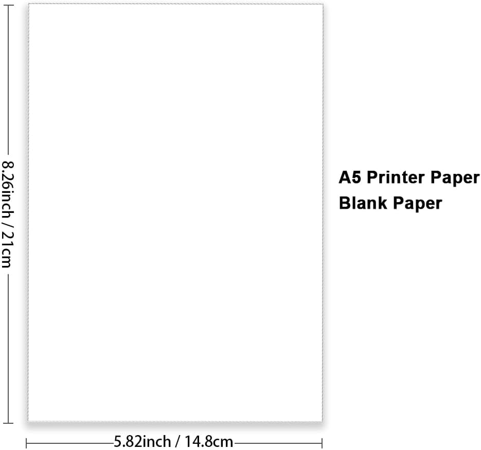Printer Paper - 100 Sheets, A5 Premium Bright White Paper, 28lb Bond / 70lb Text (105 gsm) Bright White Paper – Great for Copy, Printing, Writing, 5.83" x 8.27" (148 x 210 mm)