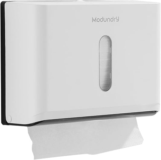 Paper Towel Dispensers Wall Mount: Multifold Tri-Fold Paper Towel Holder, No Drilling Install, Commercial Hand Towel Dispenser for Bathroom, Restroom, Office, Home, White