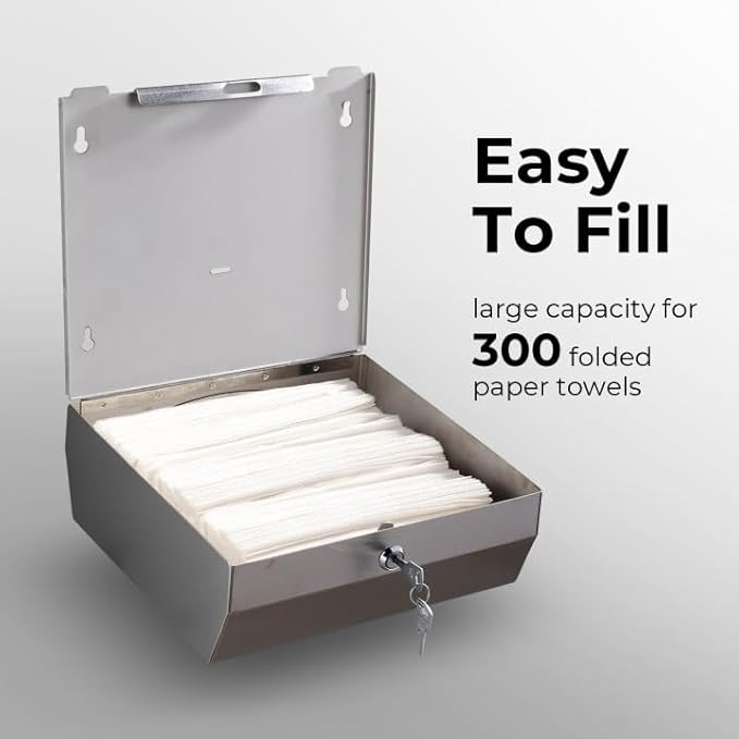 Paper Towel Dispenser Wall Mount - Multifold Trifold Paper Towel Dispensers, Large Capacity Stainless Steel Tissue Holder, Suitable for Bathrooms and Public Places