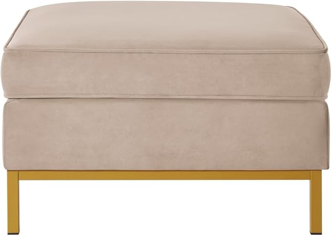 24KF Large Square Couch Ottoman for Living Room, Upholstered Velvet Padded Cushion Ottoman Table,Large Foot Rest,Taupe