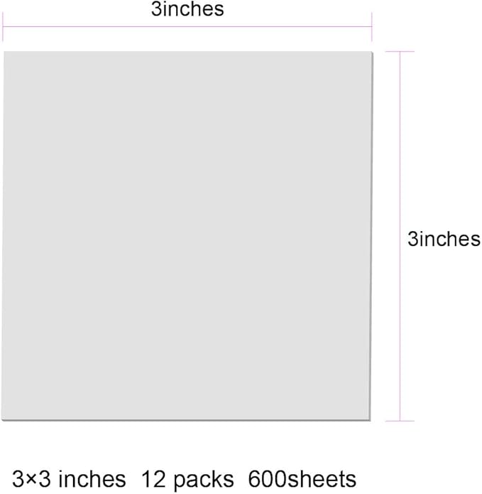 600 Pcs Transparent Sticky Notes Pad, Clear Sticky Notes for Books Message Reminder, Waterproof self-Adhesive Translucent Sticky Notes, 12 Packs (3"x3")