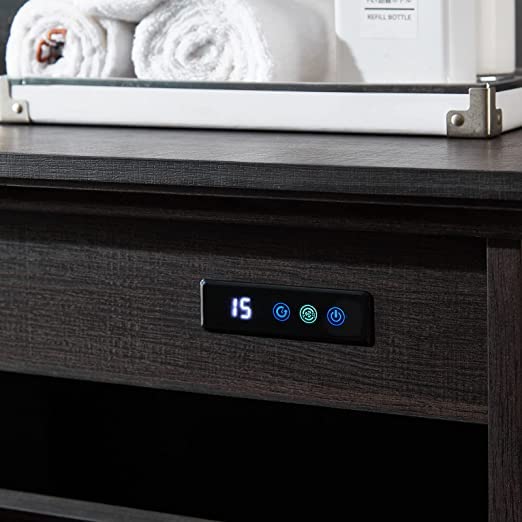 OLD CAPTAIN Wooden Tilt Out Trash Cabinet, Wooden Kitchen Garbage Can Free Standing Holder, Brown Finish