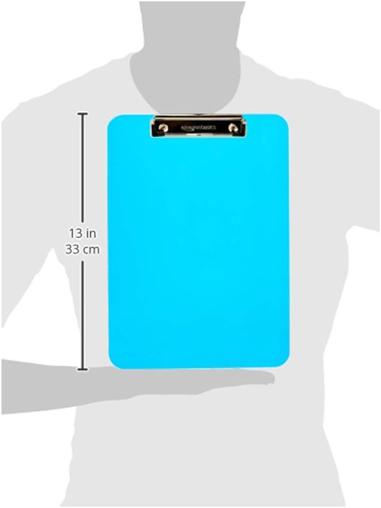 Amazon Basics Colorful, Sturdy, Lightweight Plastic Clipboards, Pack of 6, Letter Size, Assorted Colors