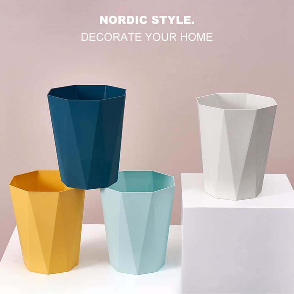 Trash Can Plastic Waste Basket 2.6 Gallon Garbage Can for Bathroom Office Bedroom Kitchen, 2 Pack White