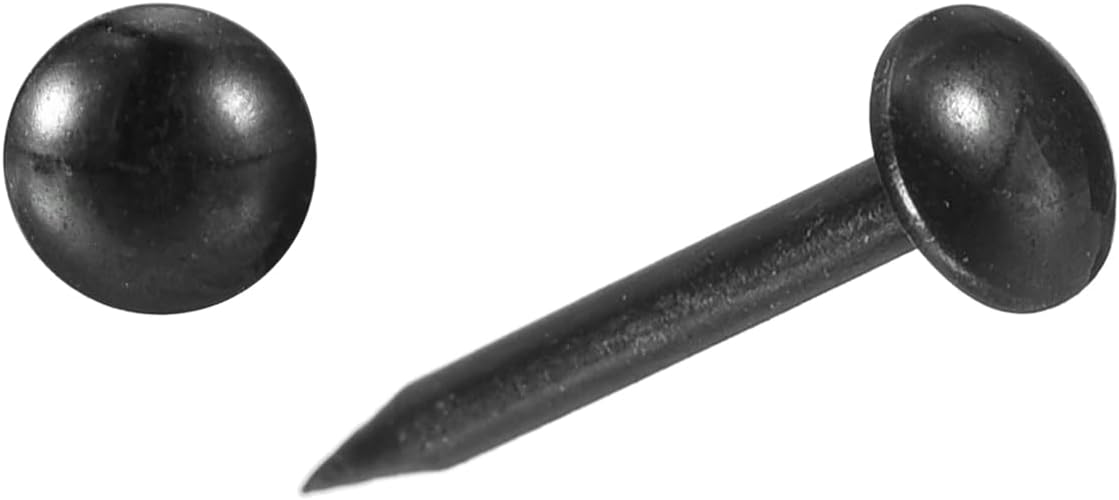 uxcell Upholstery Tacks Nail Pins Furniture, 50Pcs 5x17mm Thumb Tack Pins Assortment Kit Carbon Steel for Home Sofa DIY Decorative Nail Heads Nails, Black