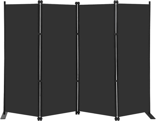 MAYOLIAH 4 Panel Room Divider Screen 6Ft Tall Foldable Privacy Dividers Indoor Wall Partition Room Separator Black
