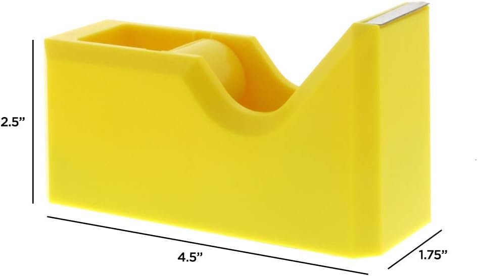 JAM PAPER Colorful Desk Tape Dispensers - Yellow - Sold Individually
