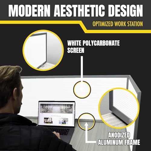 OBEX Polycarbonate Office Desk Mounted Privacy Screen Adjustable Table Top Panel Divider, Universal Aluminum Bracket-USA Made, 18" x 24", White