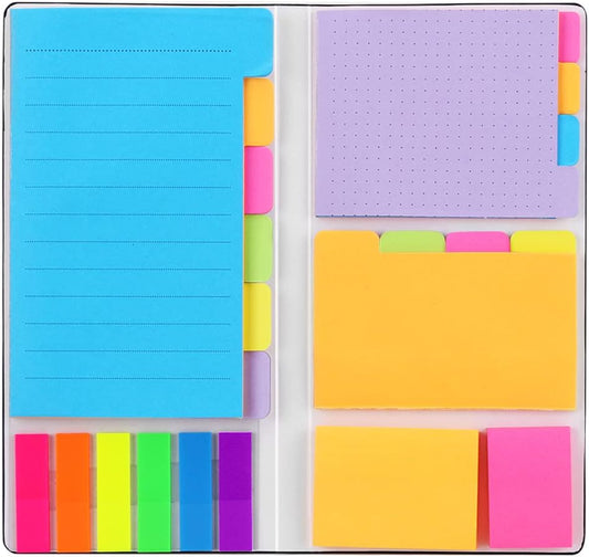 Sticky Notes Set, Hommie Colored Divider Self-Stick Notes Pads Bundle, Prioritize with Color Coding, 60 Ruled (3.7x6), 40 Dotted (3.7x3), 40 Blank (3x3.7), 60 Per Rectangular, 25 Per PET Color