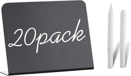 20 Pack Mini Chalkboard Signs - 4"x3" Food & Party Table Signs - Wedding & Bakery
