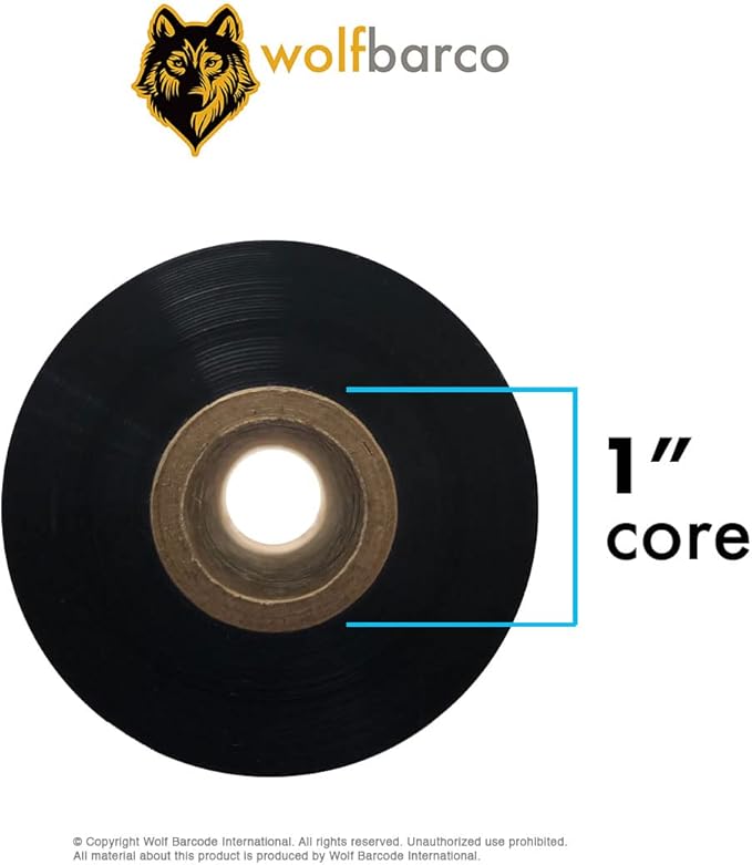 72 Rolls Wolfbarco 2.52" x 1476' (64mm x 450m) Black Premium Resin-Enhanced Wax Thermal Transfer Ribbon Compatible with Zebra,TEC, INTERMEC,Citizen,TSC,GODEX,ARGOX Printers