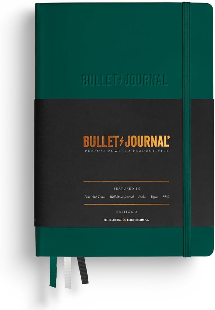 Leuchtturm1917 368952 Bullet Journal Edition 2 Green23, Medium A5, Hardcover, 206 Numbered Pages,Dotted