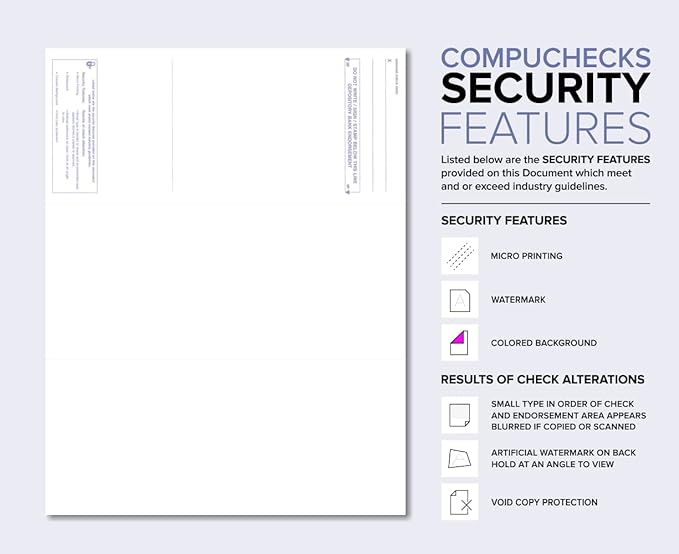 Compuchecks Check on Top Blank Check Paper - 250 Pack, Quick-Books & Laser Printer Compatible - Security Business Checks with Voucher - 8.5" x 11" Blue Diamond