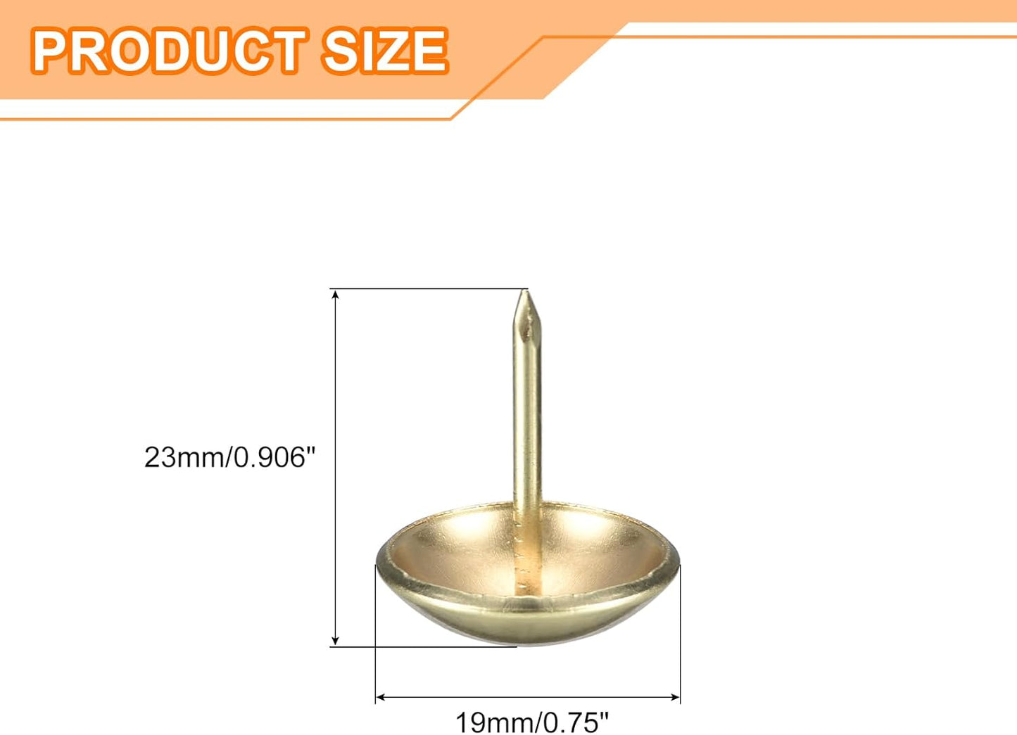 uxcell Upholstery Tacks Nail Pins Furniture, 50Pcs 19x23mm Thumb Tack Pins Assortment Kit Carbon Steel for Home Sofa DIY Decorative Nail Heads Nails, Gold