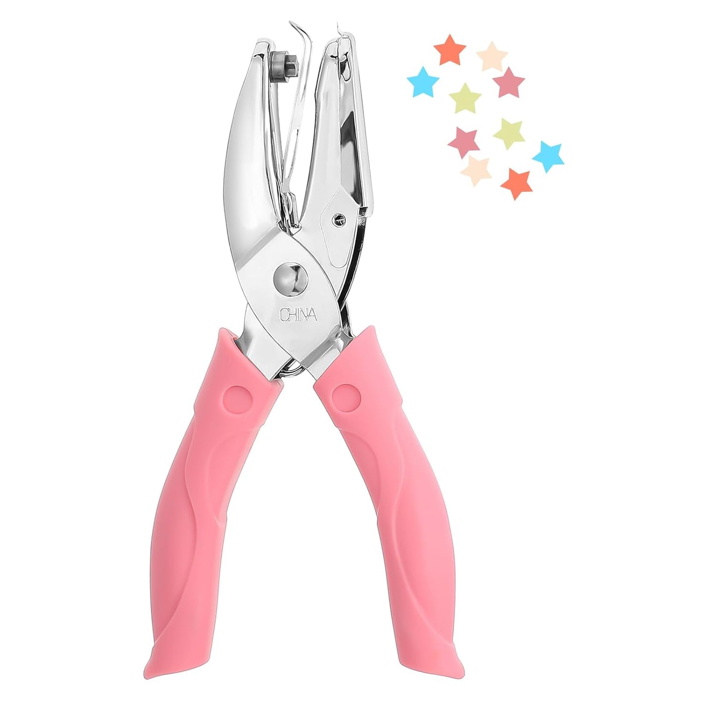 Shape Hole Puncher,5mm Durable Shape Hole Punch,Holes Punchers Shapes with Rubber Handle, Small Holes Puncher for Clothing Tickets DIY Craft Labels Scrapbooking Tools,Pink