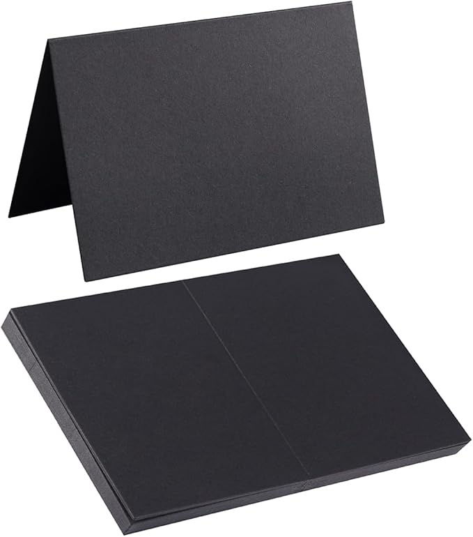 50 Pack Blank Cards Folded Cardstock Thank You Blank Greeting Cards for Invitations, Wedding, Greeting Cards, All Occasion DIY (Black, 2x3.5)