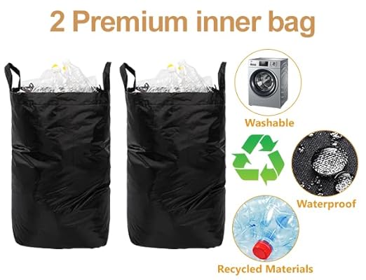 MinBoo Recycling Bin for Kitchen 29Gallon, 110L Recycle Bin with 2 Removeable and Reusable Inner Bag, Large Recycling bin with lid for Bottle Can Plastics Stickers (Black)