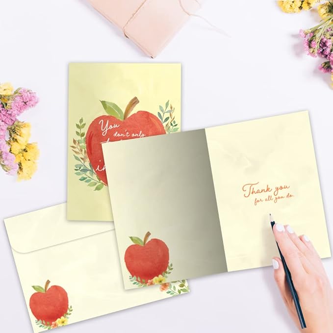Tree-Free Greetings Teacher Appreciation Cards - Artful Designs - 2 Cards + Matching Envelopes - Made in USA - 100% Recycled Paper - 5"x7" - Heartfelt, For Teacher, You Inspire (GT64447)