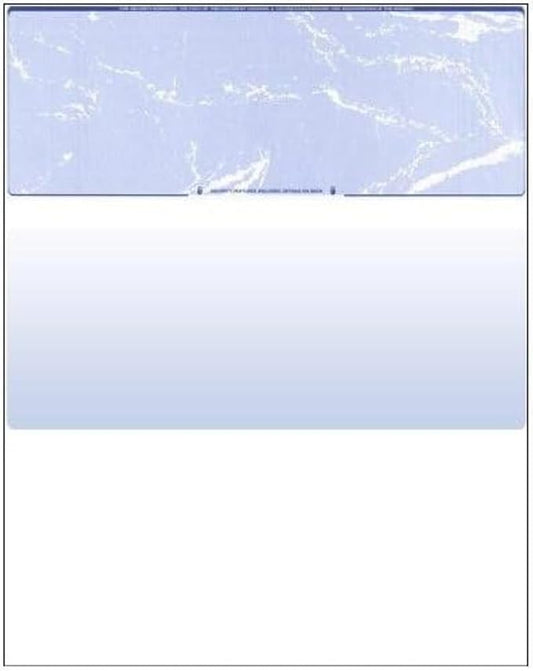 Business Voucher Check Stock - 2500 Sheets, Check on Top, Blue Marble