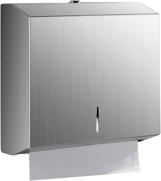 Paper Towel Dispenser Wall Mount - Multifold Trifold Paper Towel Dispensers, Large Capacity Stainless Steel Tissue Holder, Suitable for Bathrooms and Public Places