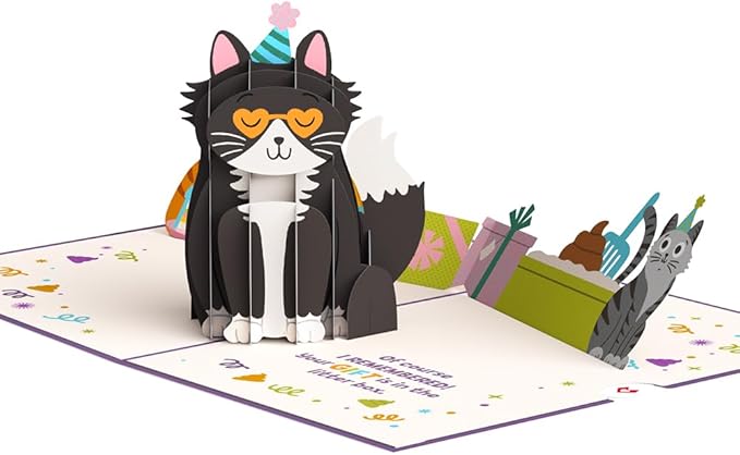 Lovepop Happy Birthday Pop-Up Card for Her and Him- 3D Greeting Cards for Boys, Girls, Men, Women - Your Gift Is in the Litterbox - 5" x 7" Cat Card - Blank Note Card & Envelope Included