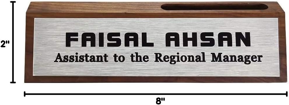 Personalized Business Desk Name Plate with Card Holder Custom Desk Nameplate Support Adding Logo 2" x 8"