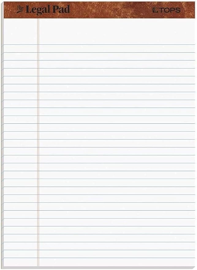 Tops 8.5x11 Legal Pads,3 Pack, The Legal Pad Brand, Wide Ruled, White Paper, 50 Sheets per Writing Pad, Made in the USA