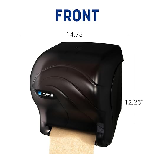 San Jamar Tear-N-Dry Essence Paper Towel Dispenser Automatic Dispenser for Bathroom, Kitchens, and Restaurants, Plastic, 10 x 14.75 x 12.25 Inches, Black