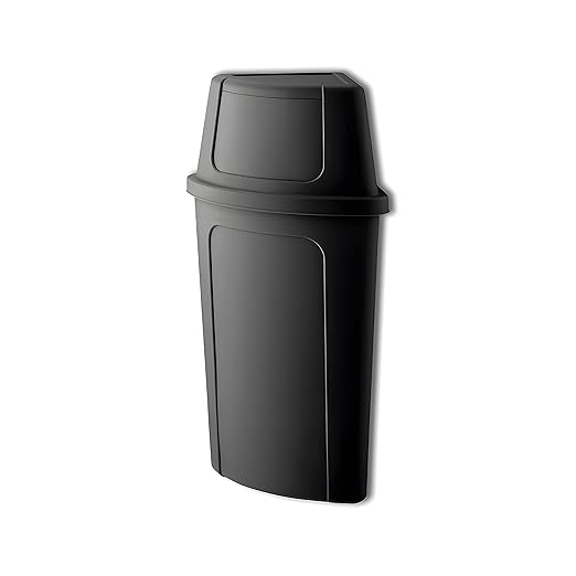 21 Gallon Black Plastic Recycling Bin with Push Door Lid, Commercial Durable Trash Can