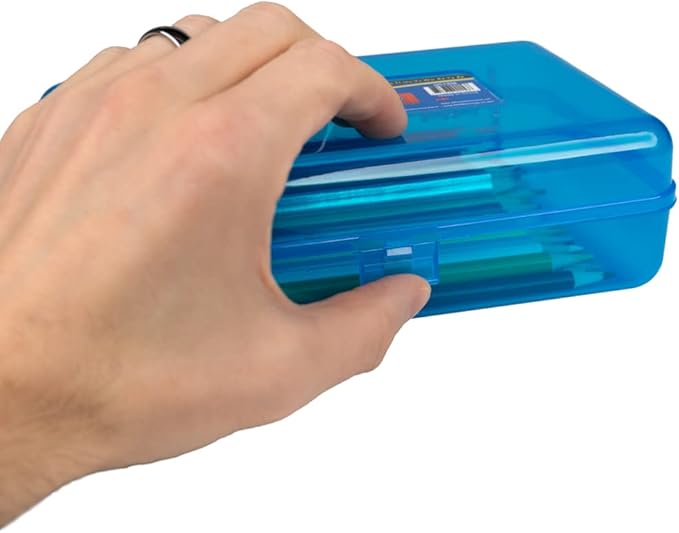 Craft County | Transparent Pencil Box | Colored Utility Box Storage Office Supplies Organizer | Green