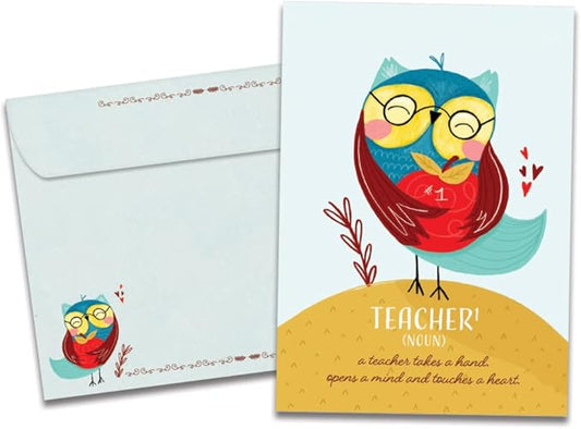 Tree-Free Greetings Teacher Appreciation Cards - Artful Designs - 1 Card + Matching Envelopes - Made in USA - 100% Recycled Paper - 5"x7" - Heartfelt, For Teacher, Teacher Definition (GO64414)