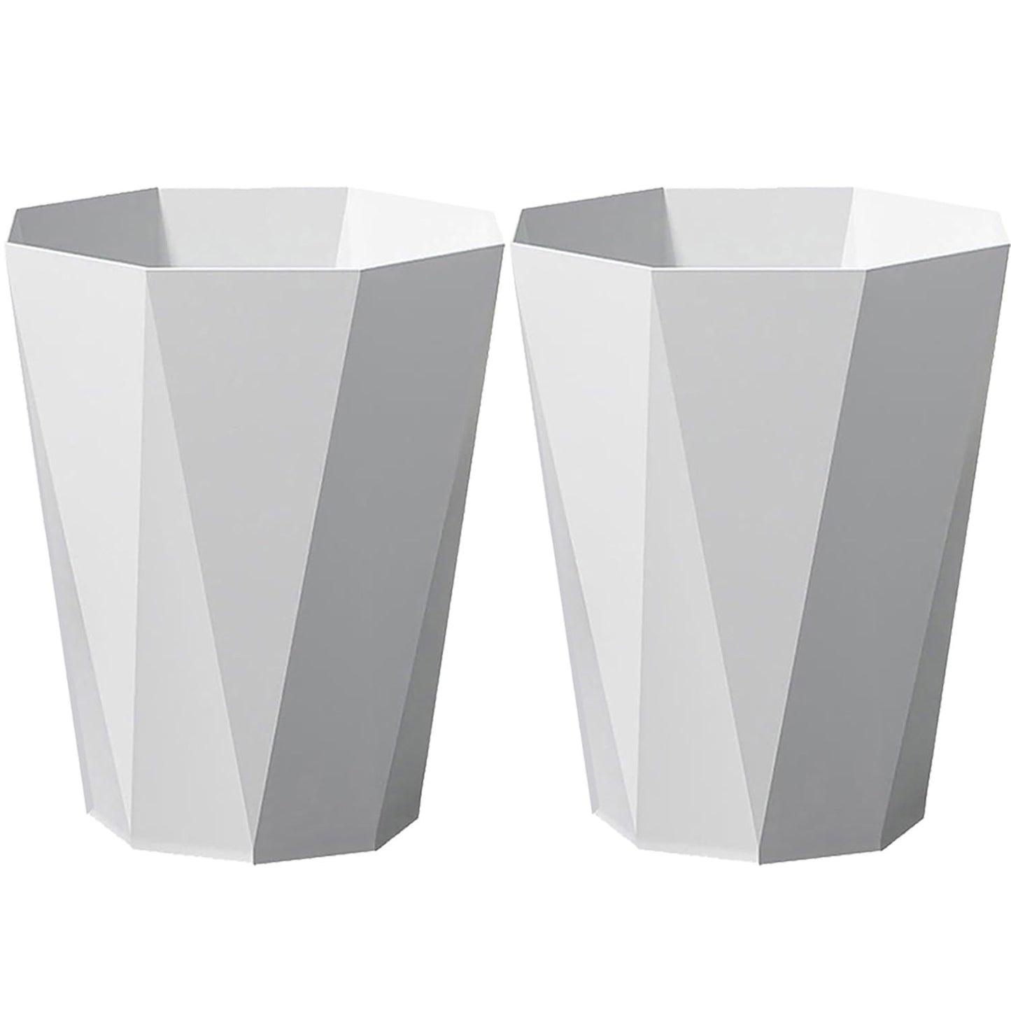 Trash Can Plastic Waste Basket 2.6 Gallon Garbage Can for Bathroom Office Bedroom Kitchen, 2 Pack White