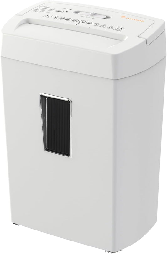 Bonsaii 12-Sheet Cross Cut Shredder, P-4 High Security Shredding, 5.5 Gal, Heavy Duty for Home Office, Shreds Paper, Credit Card, Mail, Staples, with Transparent Window, White
