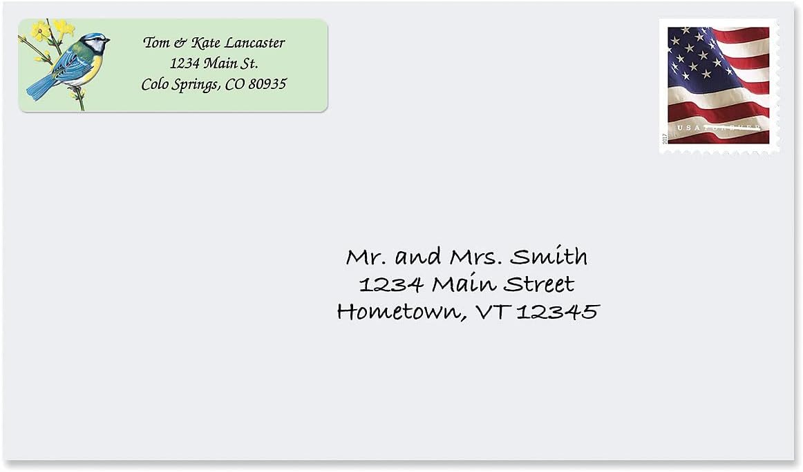 Birds Rolled Personalized Return Address Mailing Labels with Dispenser, Set of 500,5 Designs, Small ¾ x 2½ Inch Size, Custom Self-Adhesive Sticker Roll, by Colorful Images