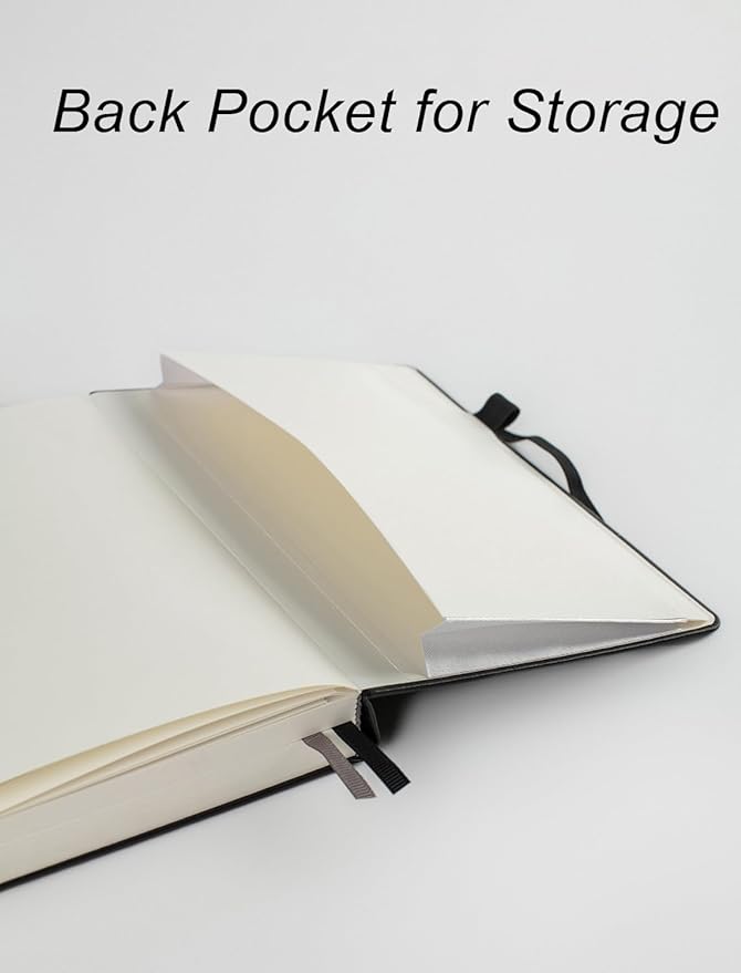 Thick Bullet Dotted Journal 2 Pack with 366 Numbered Pages, A5 Journal with 100GSM Dot Grid Paper, Hardcover Leather Notebooks for Women Men School Note Taking Office Work Diary, 5.7"x8.3" Black Pink