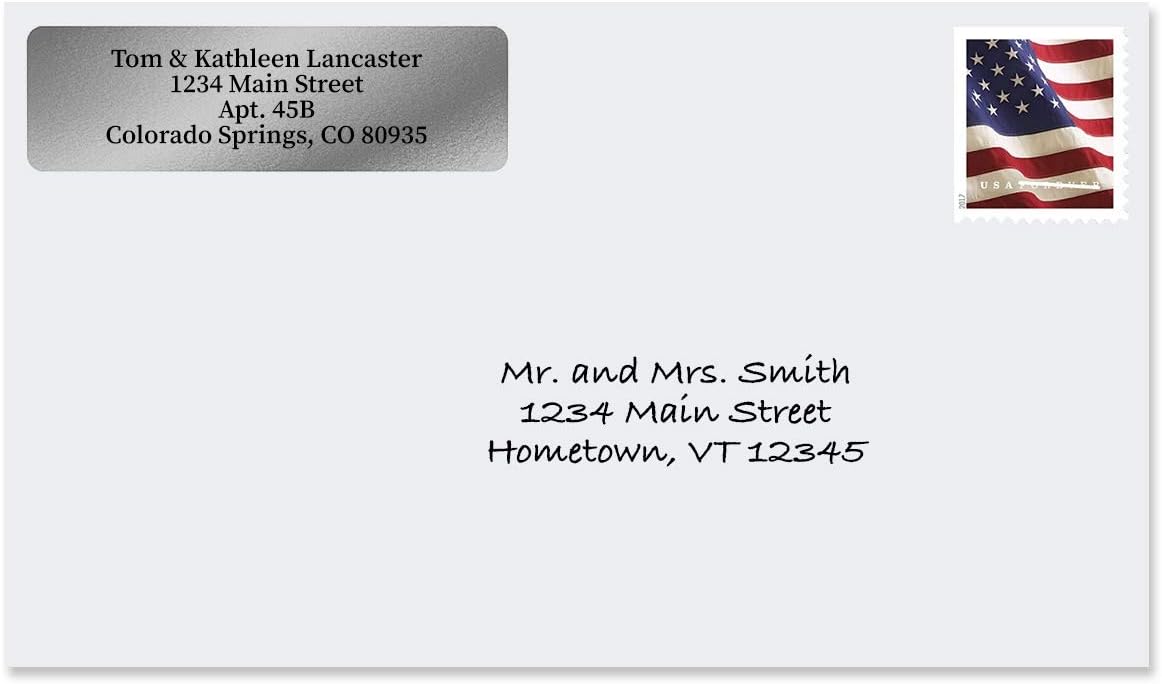 Personalized Return Address Labels, Roll of 250 Silver Foil Self-Adhesive Labels Without Dispenser, Customize with Name & Shipping Address, Colorful Images