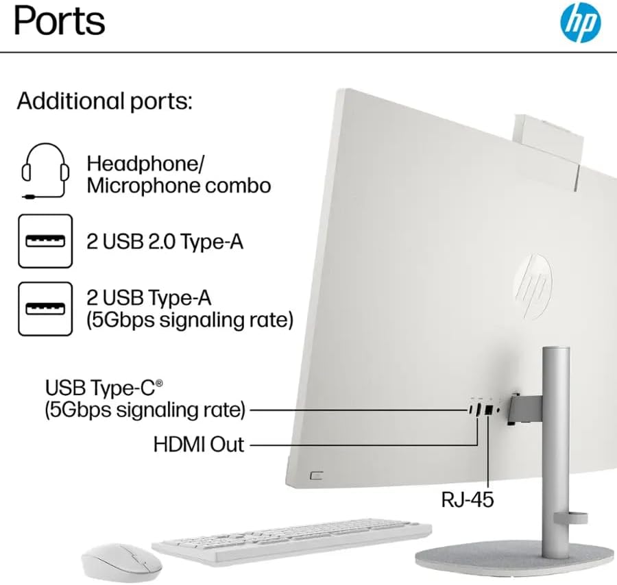 HP 27" FHD Touch-Screen All-in-One Computer, 12-Cores Intel Core Ultra 7, Windows 11 Pro with Microsoft Office Included, White (Non-Touchscreen, 64GB DDR5 RAM | 2.5TB Storage)