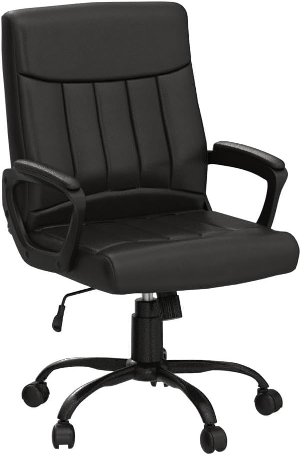 CLATINA Mid Back Leather Office Executive Chair with Lumbar Support and Padded Armrestes Swivel Adjustable Ergonomic Design for Home Computer Desk 4 Pack