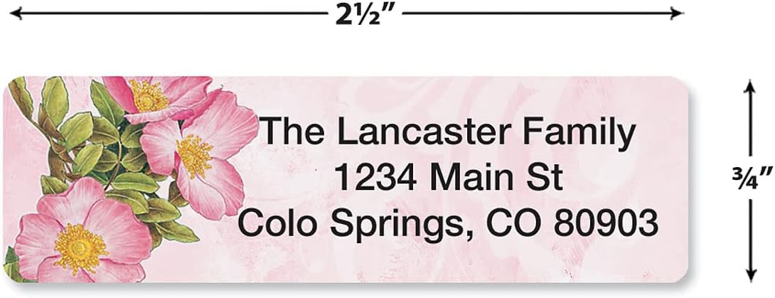 Colorful Images Spring Floral Rolled Personalized Return Address Mailing Labels with Dispenser, Customize with Name & Shipping Address, 500 ¾” x 2½” Self Adhesive, Easy Peel Label Roll