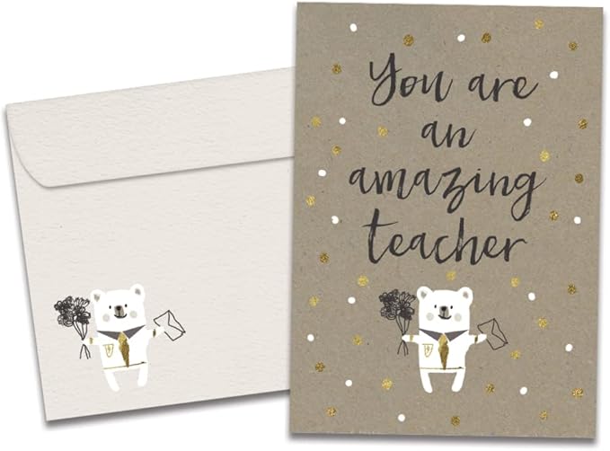 Tree-Free Greetings Teacher Appreciation Cards - Artful Designs - 1 Card + Matching Envelopes - Made in USA - 100% Recycled Paper - 5"x7" - Heartfelt, For Teacher, An Amazing Teacher (GO64417)