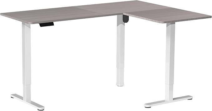 VIVO Electric Corner L-Shaped 63 x 47 in Standing Desk, Memory Height Adjustment, Dark Gray Top White Frame, DESK-E3CTWG-47